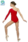 BODY DANZA IN LYCRA MONOSPALLA MANICA LUNGA ROSSO DONNA 
